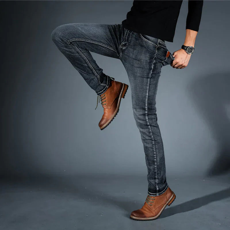 Herrjeans I Slim Fit Med Elastiska Denimmönster, Stretchtyg Och Mångsidig Design