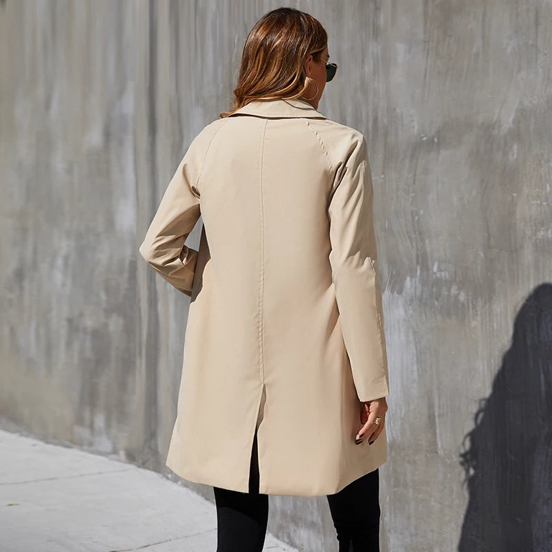 Dubbelknäppt Trenchcoat Med Sömmar För Kvinnor