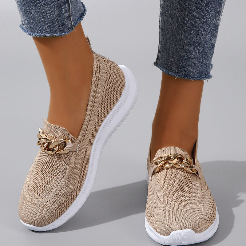 Damskor I Mesh Med Rund Tå Och Medellång Klack, Slip-On-Design