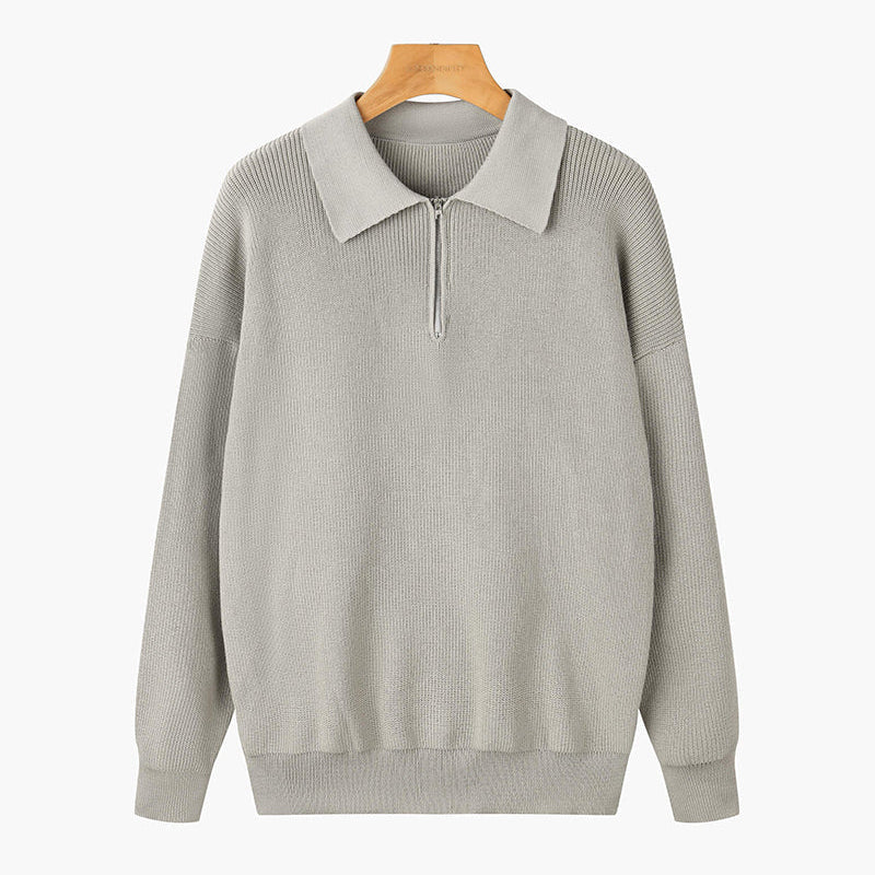 Herr Halvzip Tröja Med Texturerad Yta Och Polokrage