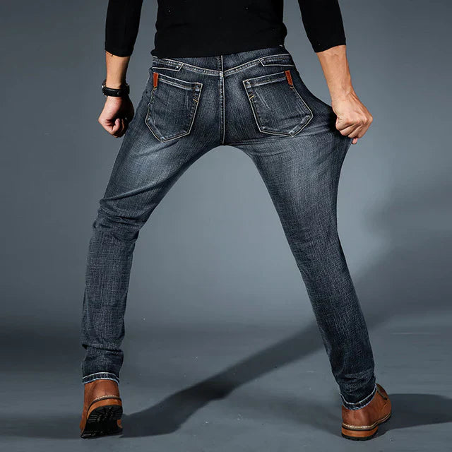 Herrjeans I Slim Fit Med Elastiska Denimmönster, Stretchtyg Och Mångsidig Design
