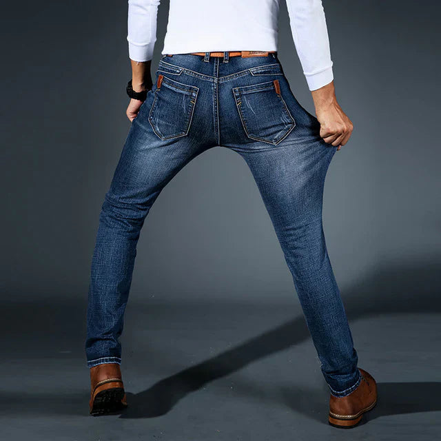 Herrjeans I Slim Fit Med Elastiska Denimmönster, Stretchtyg Och Mångsidig Design