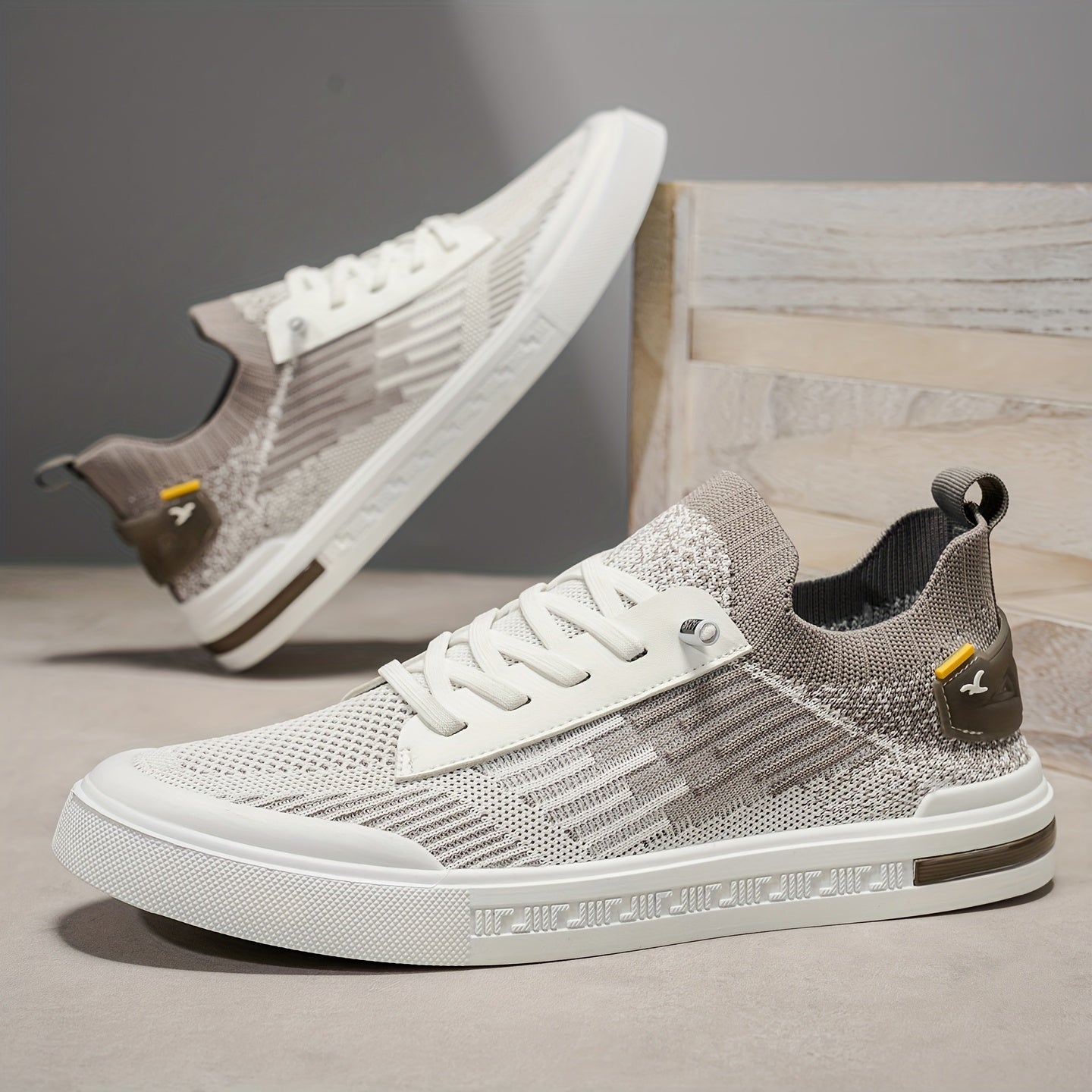 Herr Stickade Sneakers Med Tvåfärgad Design Och EVA-Innersula
