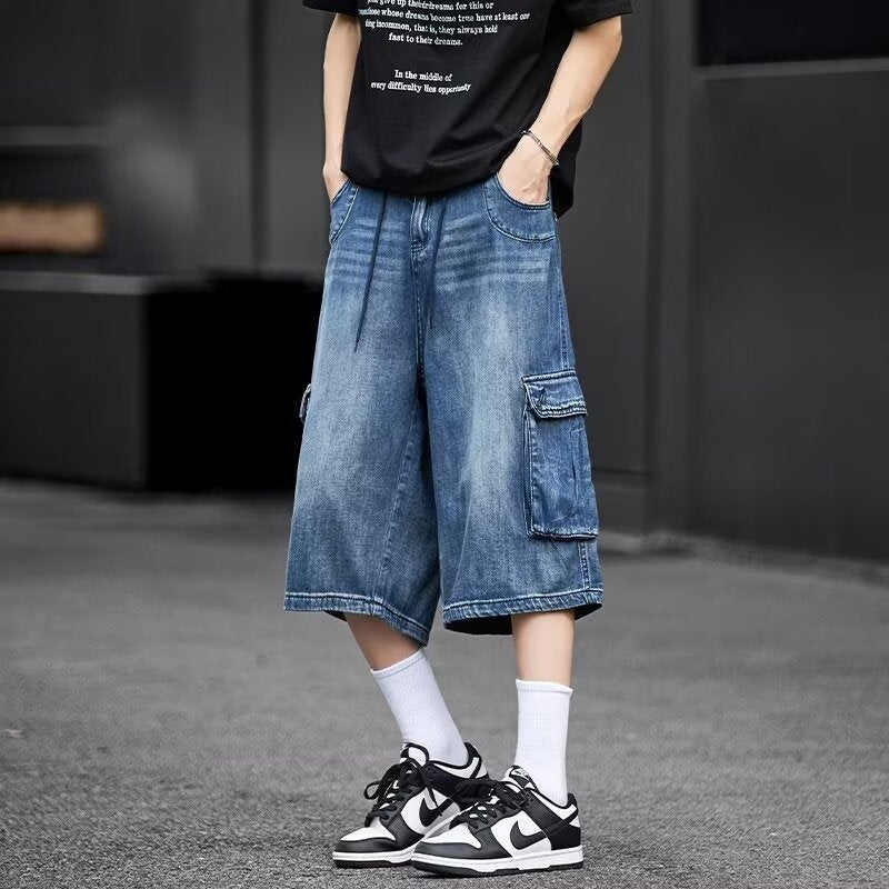 Herr Denim Capribyxor Loose Fit Multi Pocket Raka Ben