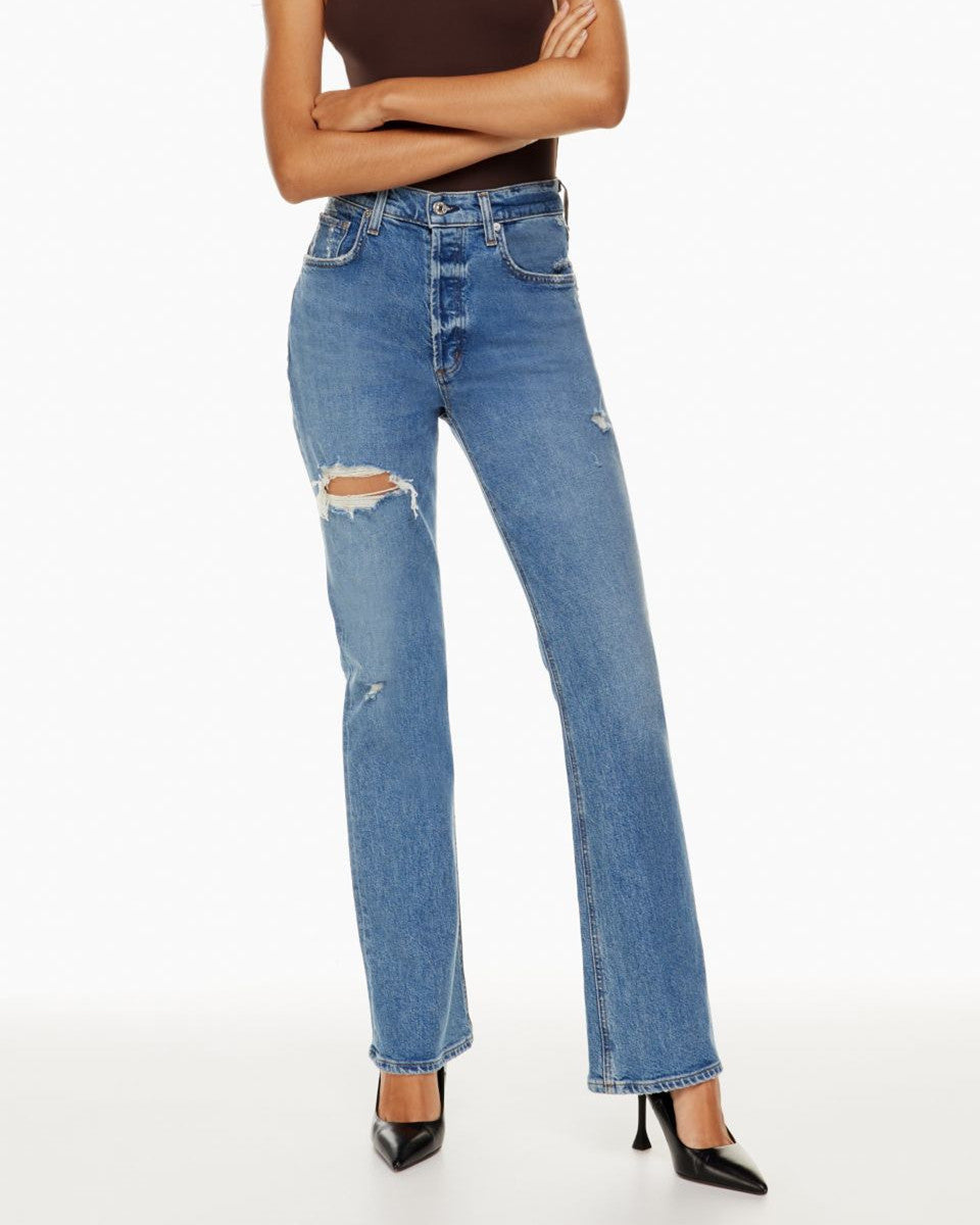 Damjeans Med Hög Midja Och Raka Ben I Denimblandning