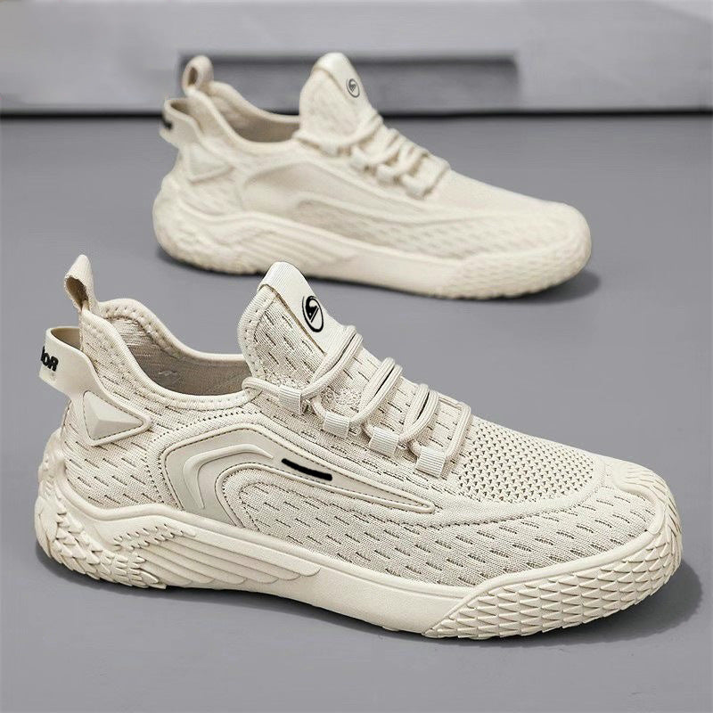 Herrsportsneakers Med Snörning, Rund Tå Och Platt Sula
