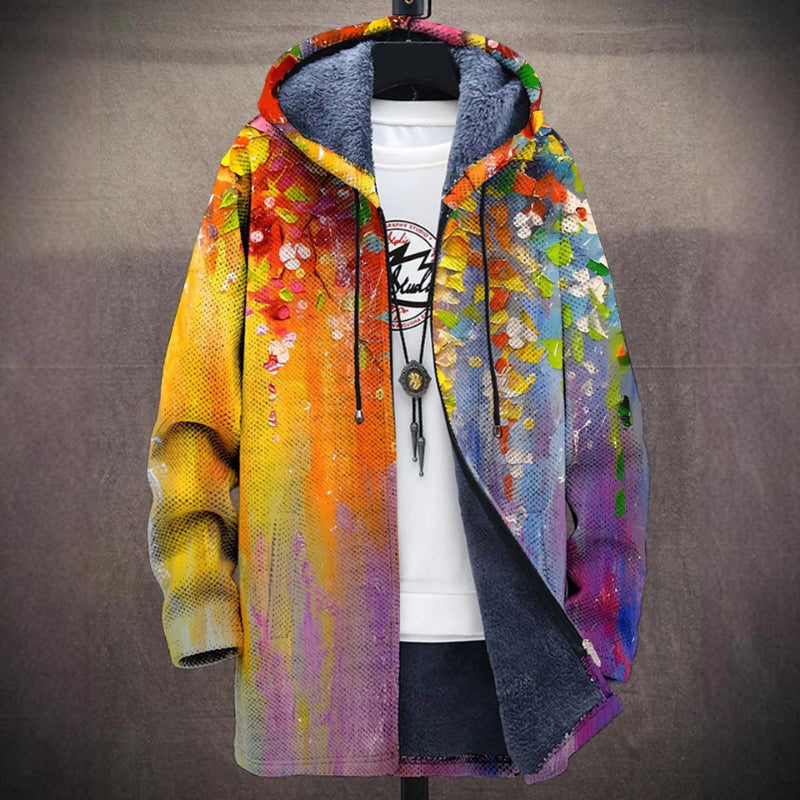 Höstfleecejacka För Kvinnor Med Konstnärligt Tryck