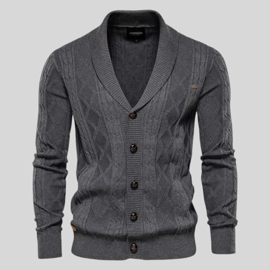 Herr Cardigan V-Neck med Knäppning