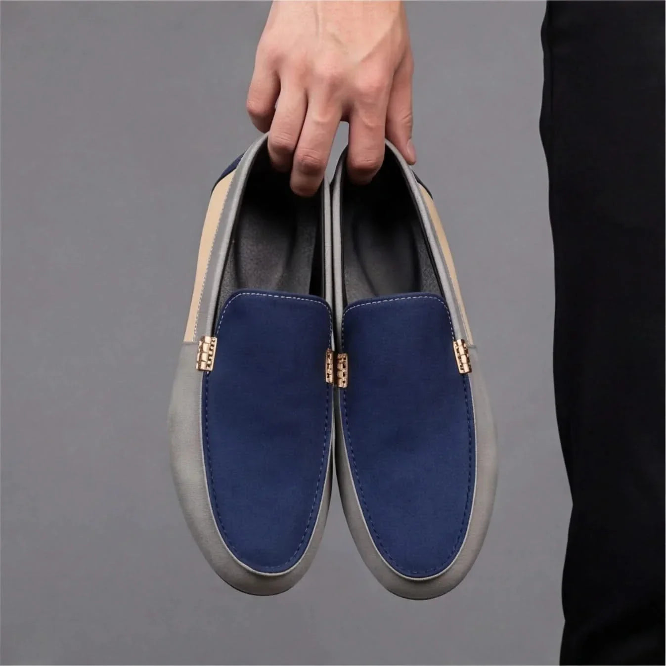 Herr Slip On Canvas Loafers Lätta Casual Patchwork Design