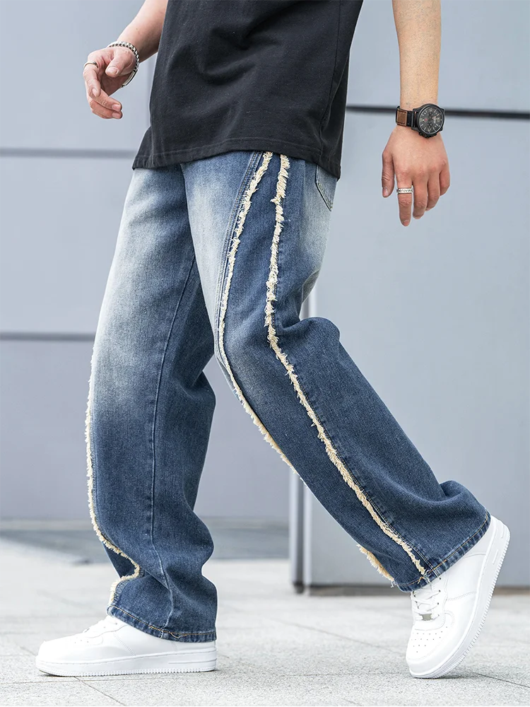 Herr Jeans Avslappnad Passform Råa Kanter