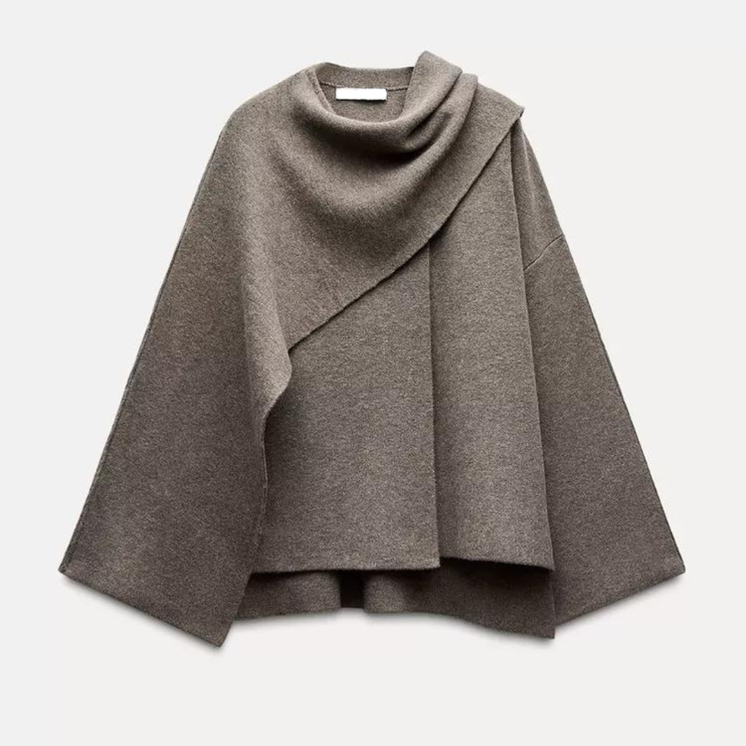 Damvinterkappa Med Asymmetrisk Design Och Draperad Passform