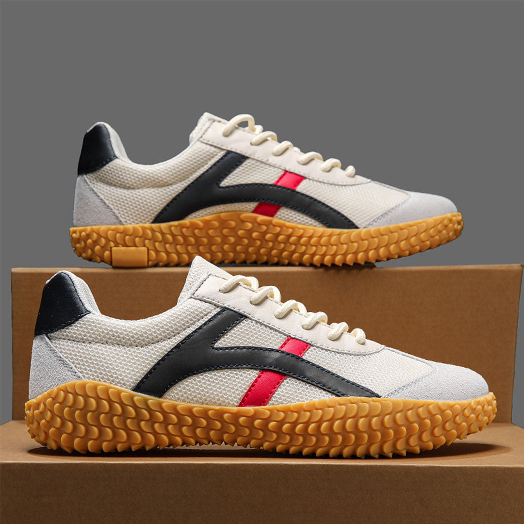 Herr Retro Sneakers Med Kontraststripes Och Gummisula