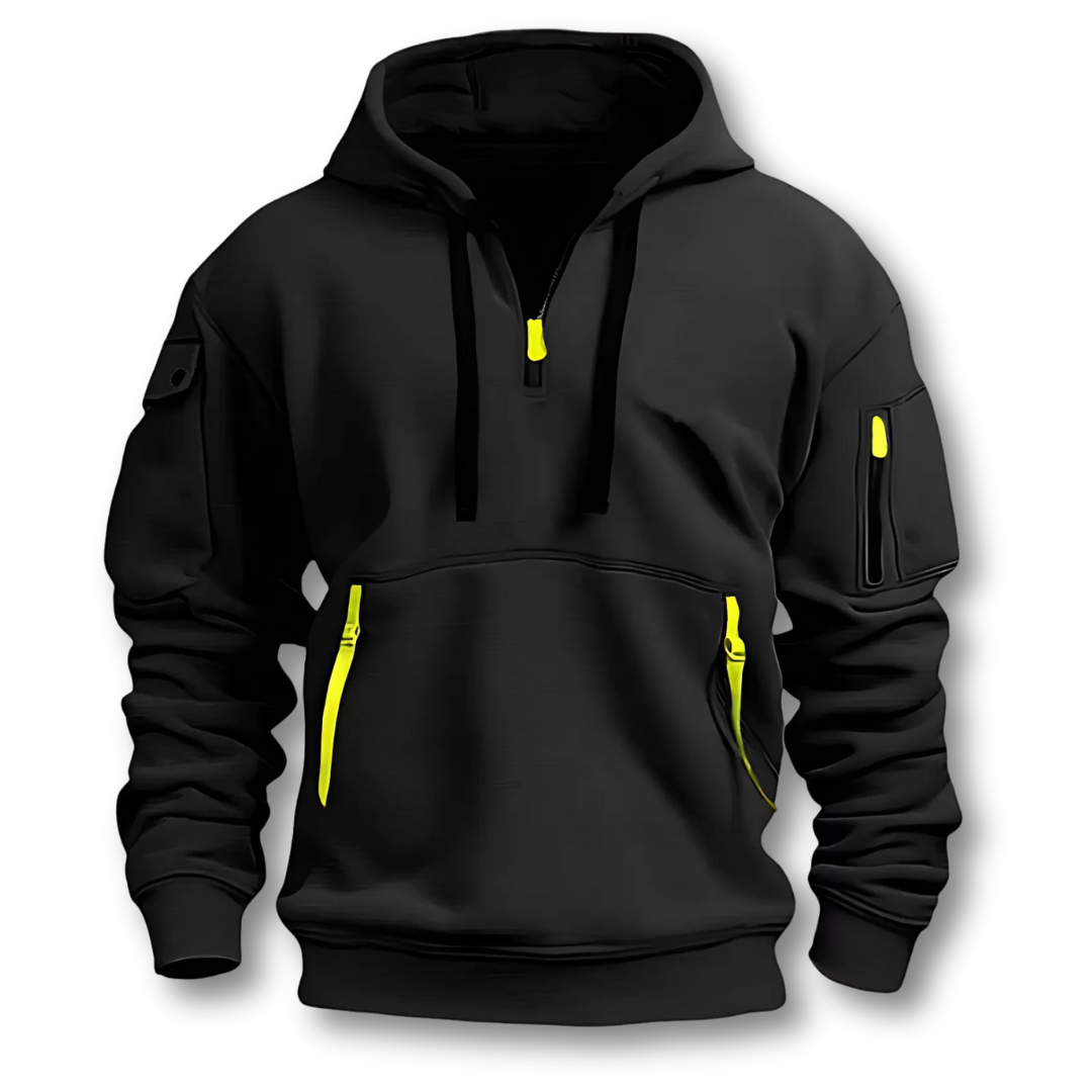 Herrhoodie med Justerbar Dragsko och Känguruficka