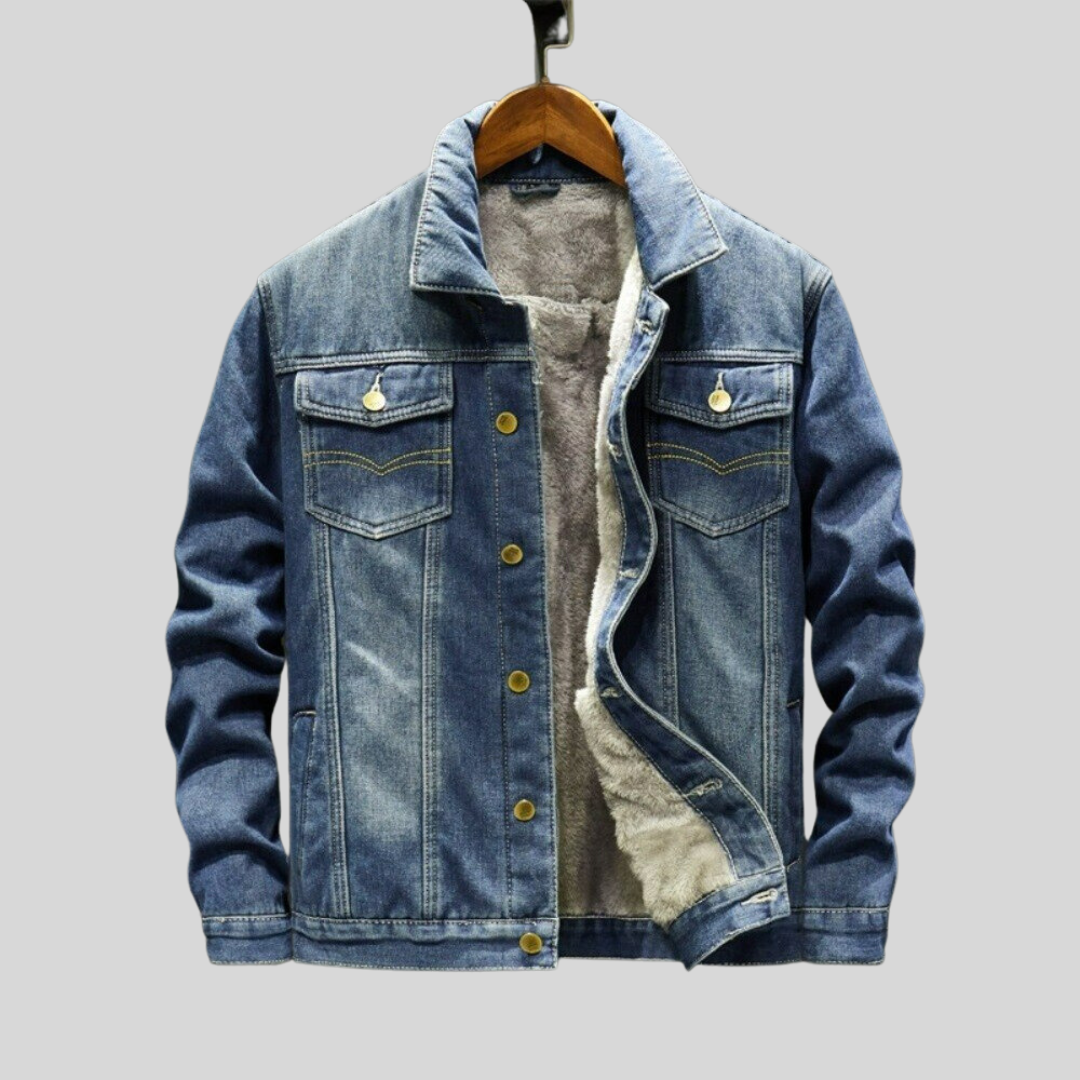 Herr Denimstil Jacka Lång Ärmar Klassisk Design