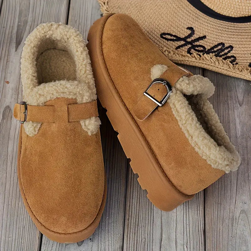 Slip-On-Skor För Kvinnor I Vinterstil Med Plyschfoder Och Stöd