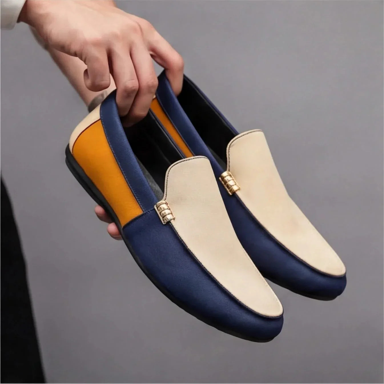 Herr Slip On Canvas Loafers Lätta Casual Patchwork Design