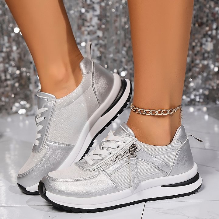 Damsneakers Sidodragkedja Med Hålfotsstöd Halkfri Sula