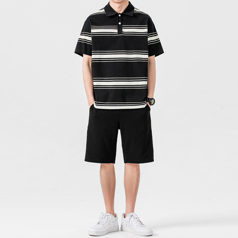 Herr Sommar Tvådelat Sport Set Kortärmad T-Shirt Medellånga Shorts Enfärgad Färg Matchande Outfit Flera Storlekar