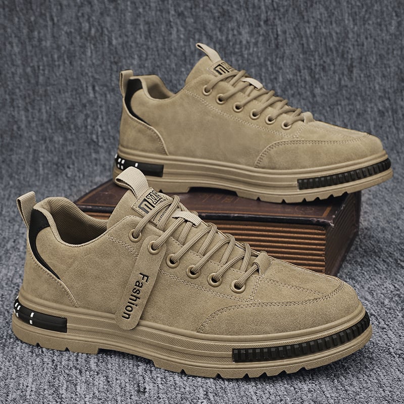 Herrsneakers Med Snörning, Låga, Rund Tå Och Platt Sula