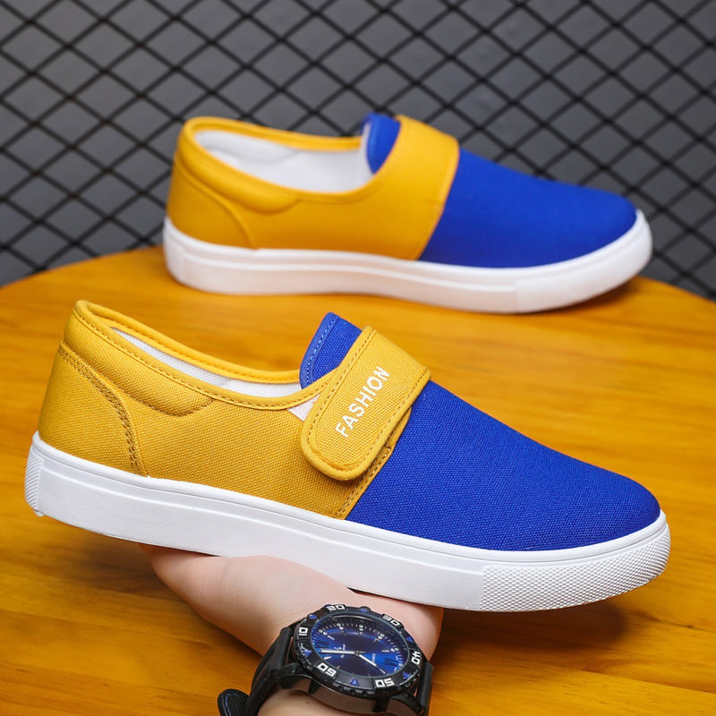 Herrsneakers Med Kardborreband, Platt Sula Och Låg Design