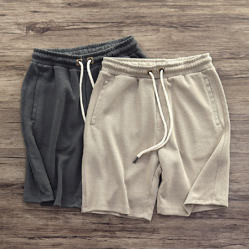 Herr Stickade Shorts I Bomullsblandning Med Lös Passform Och Dragsko – Mellanhög Midja