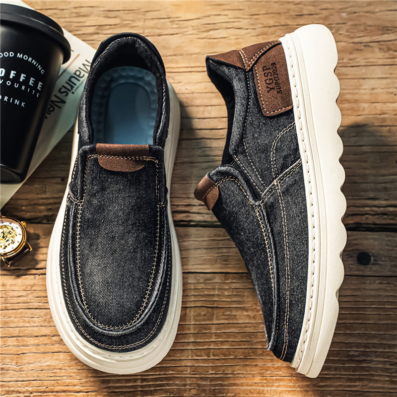 Herr Vår- Och Höstskor I Denim Med Slip-On-Mönster Och Casual Körning