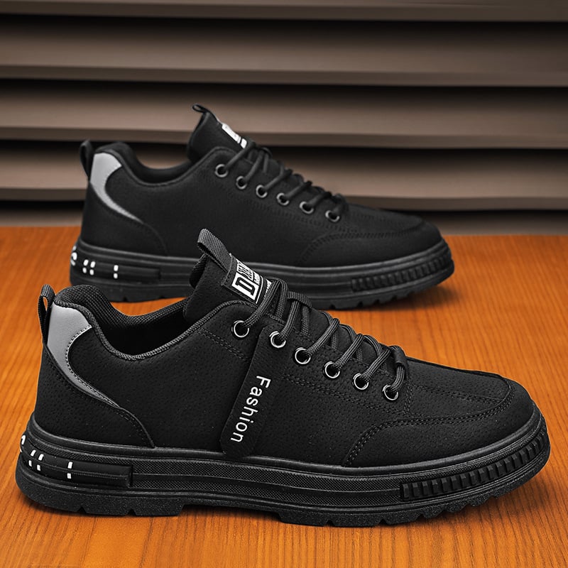 Herrsneakers Med Snörning, Låga, Rund Tå Och Platt Sula