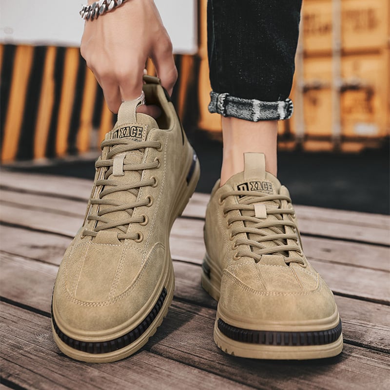 Herrsneakers Med Snörning, Låga, Rund Tå Och Platt Sula