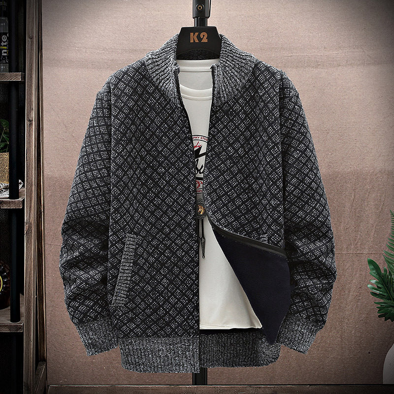 Herr Sweatercoat med Dragkedja Långärmad och Lös Passform