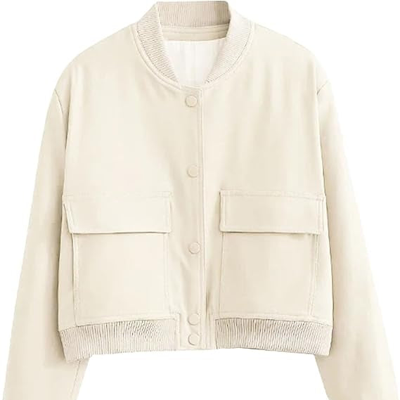 Dam Höst Bomberjacka Med Kavajkrage Och Fickor Beige