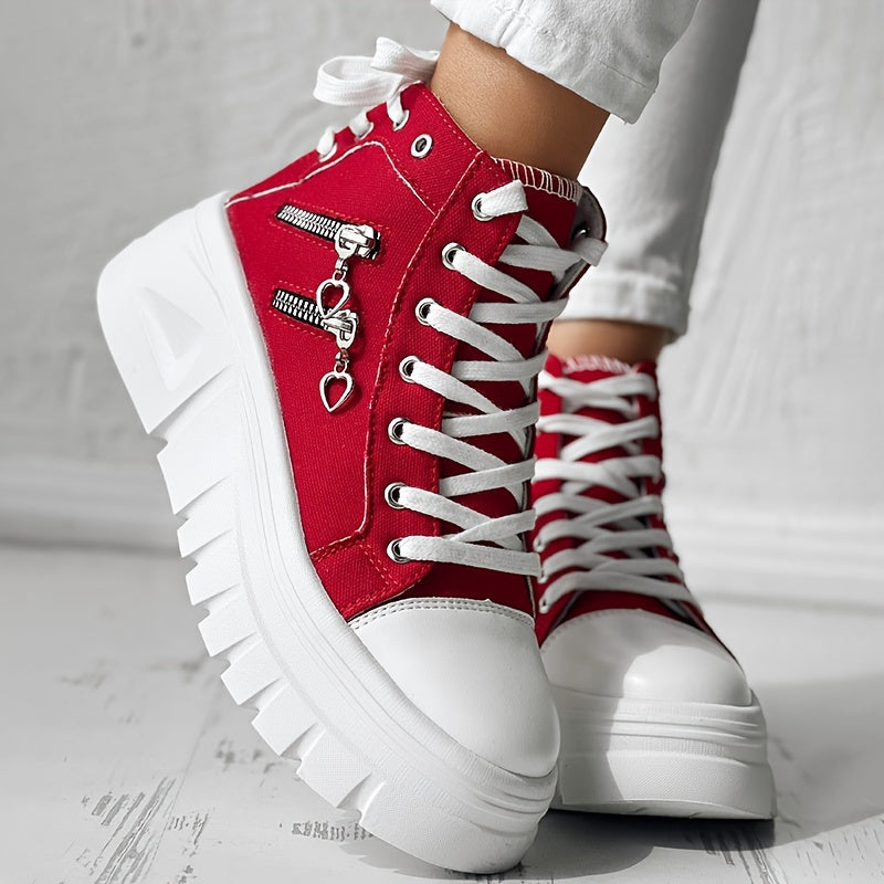 Damplatåsneakers Med Grov Sula Och Dragkedja På Sidan