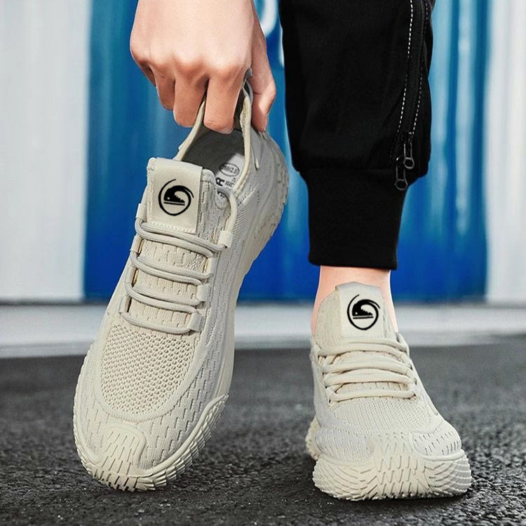 Herrsportsneakers Med Snörning, Rund Tå Och Platt Sula