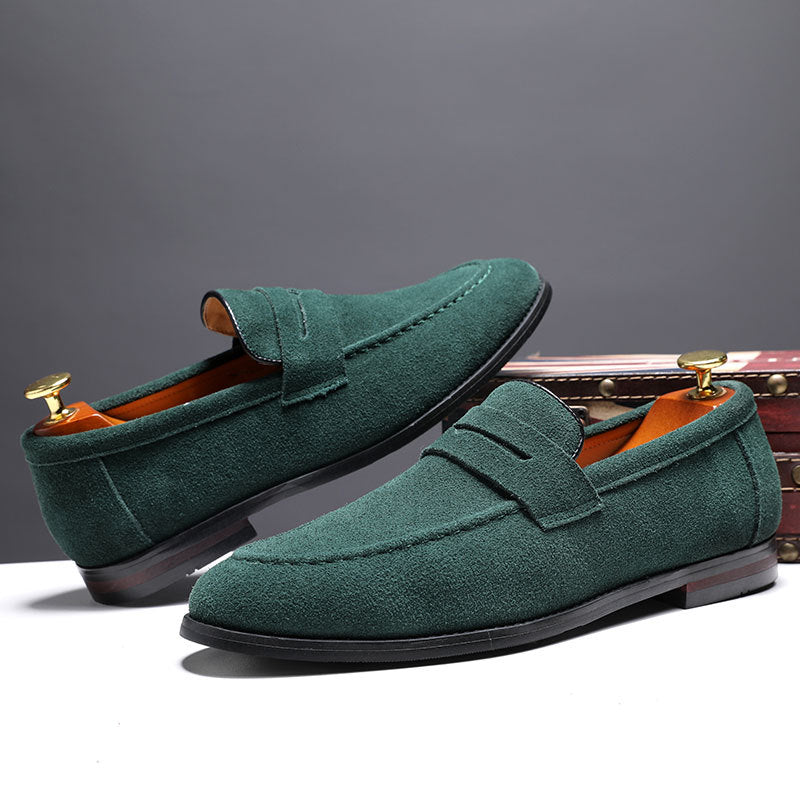 Herr Slip-On Loafers Med Grunt Mun Och Platt Klack