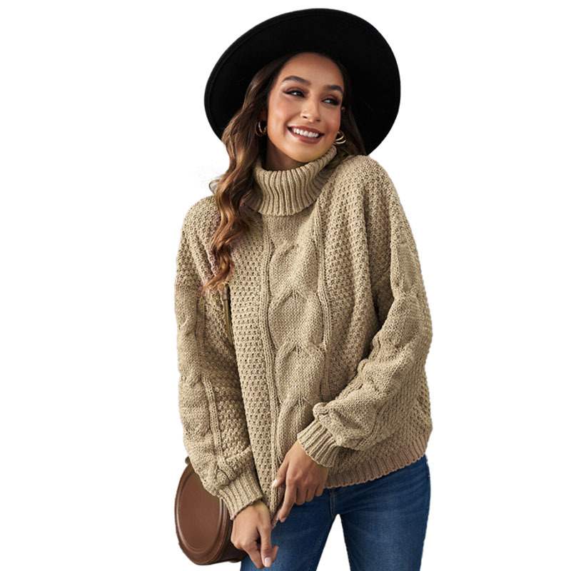 Kvinnors Vintertröja Med Hög Hals Enfärgad Långärmad Pullover