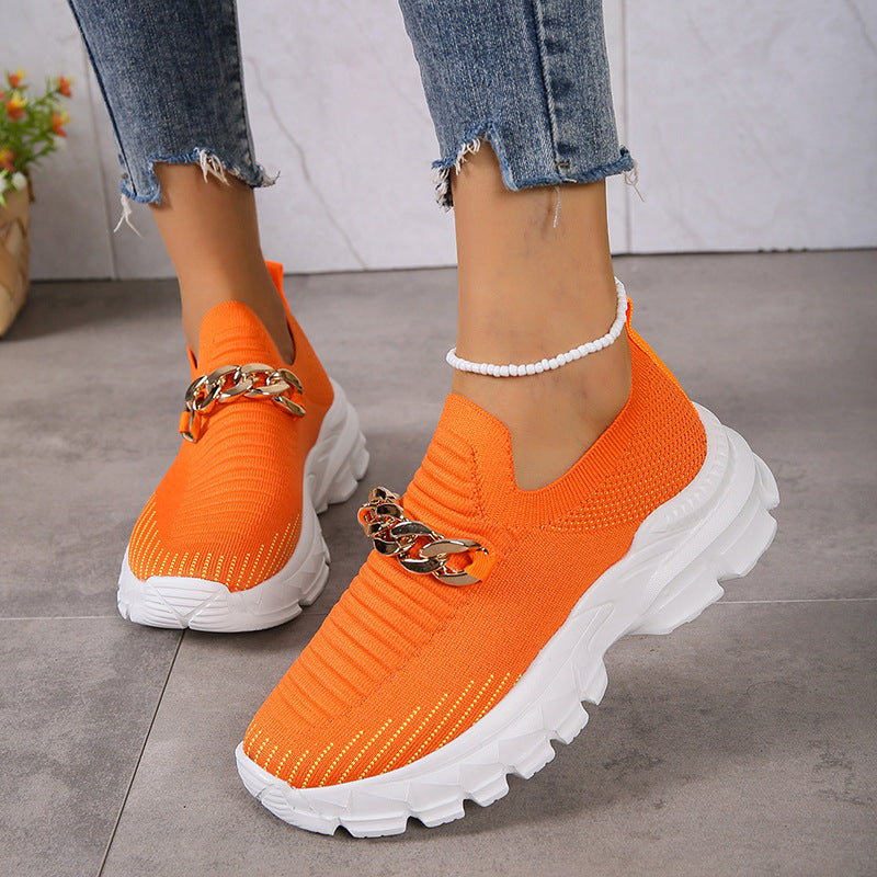 Damskor I Mesh Med Slip-On-Detaljer Och Platt Sula