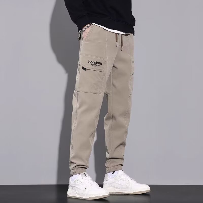 Höstsportjoggingbyxor för män Slim Fit Lös Dragsko Mellanhög Midja Mikroelastisk Raka Ben