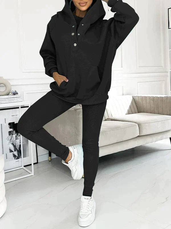 Loungewear-Set För Kvinnor Med Långärmad Topp Och Byxor Med Resår I Midjan