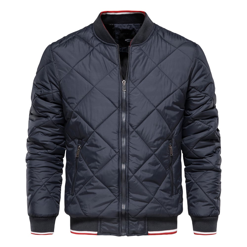 Menā€™S Winter Padded Jacket Stand Collar Solid Färg Zipper