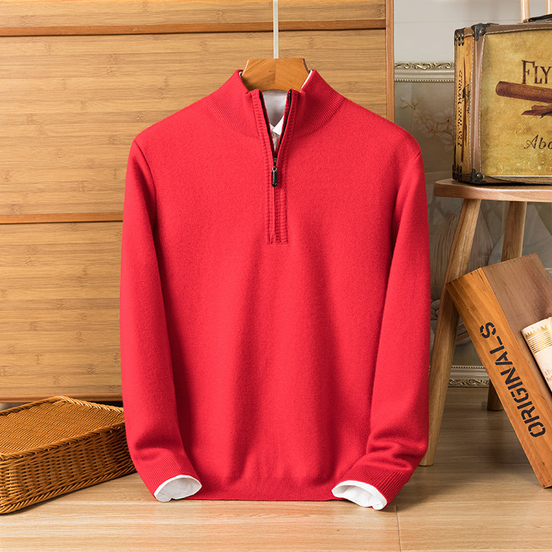 Herr Stickad Pullover Tröja Tjock med Långärmad Design