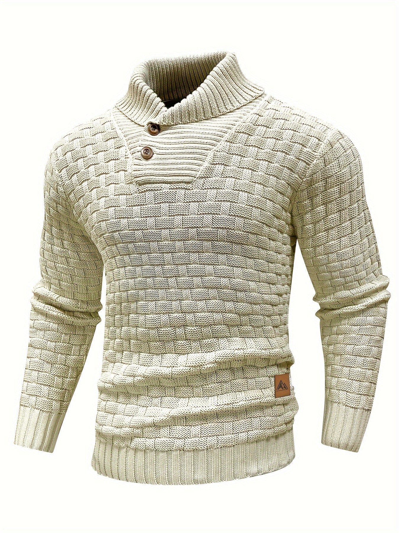 Herr Tröja i Waffle Knit med Sjalkrage