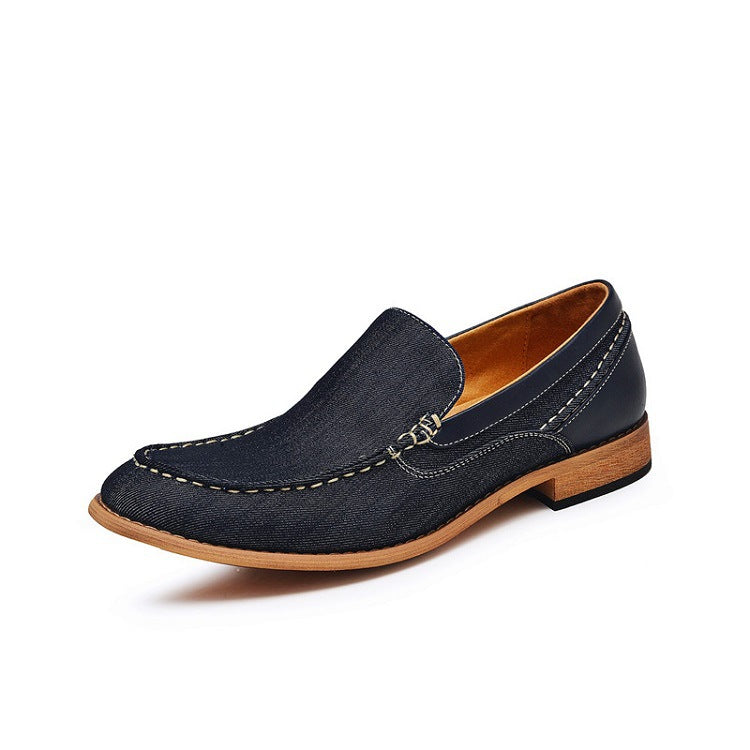 Herr Slip-On Skor Rund Tå Låg Klack Sydd Sulhöjdökning