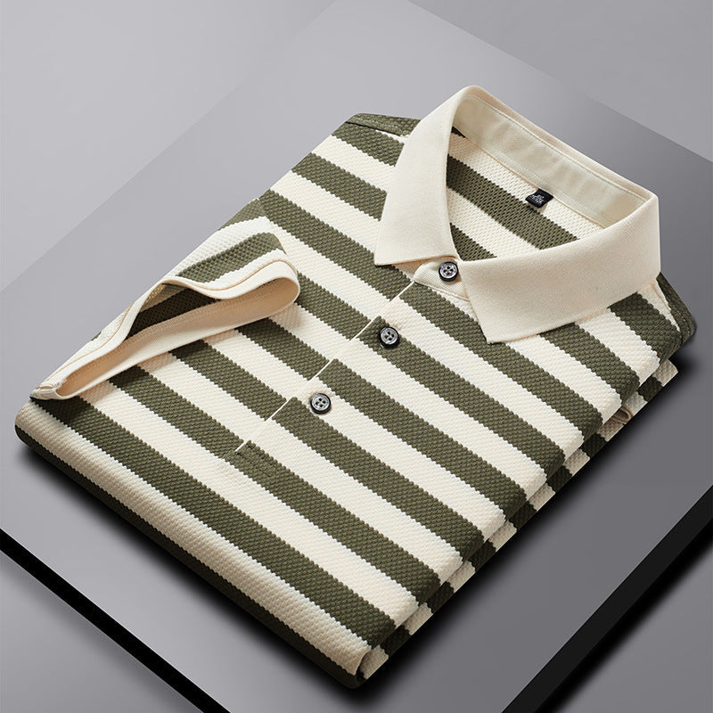 Randig T-Shirt Med Kort Ärm Och Rund Halsringning För Män