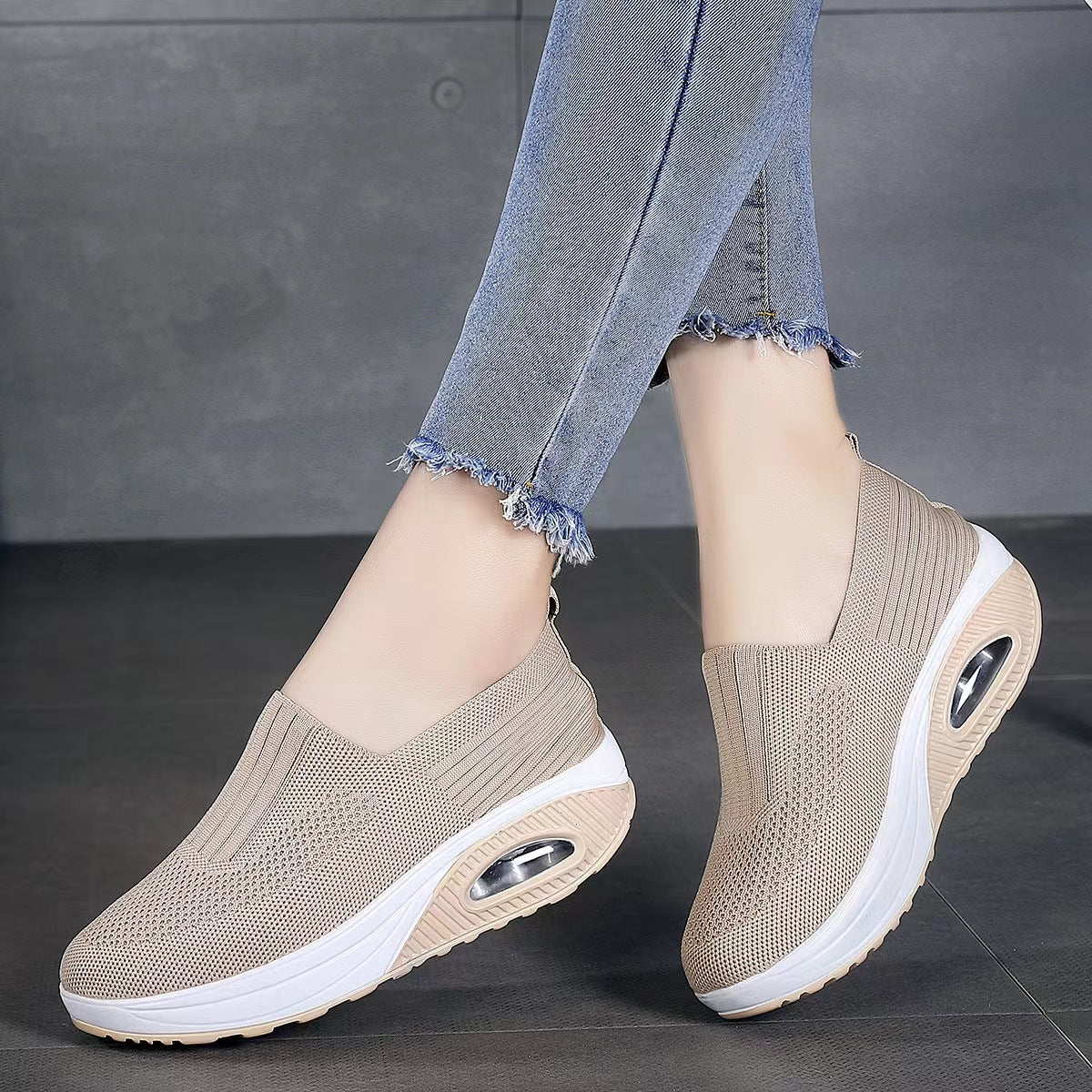 Dam Slip-On Sneakers med Fotvalvsstöd och Halkfri Sula