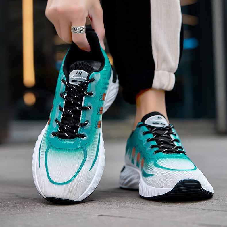 Herrsportsneakers Med Snörning, Tjock Sula Och Rund Tå