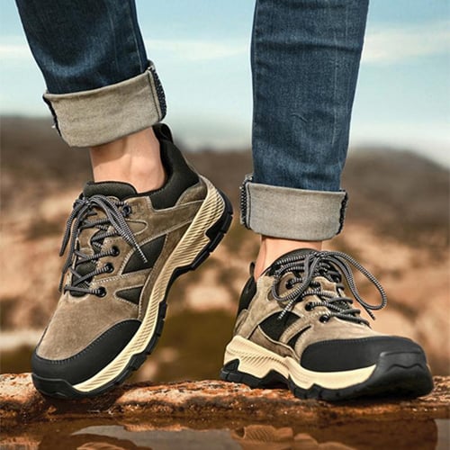 Herrsneakers Med Snörning, Låg Topp Och Platt Sula