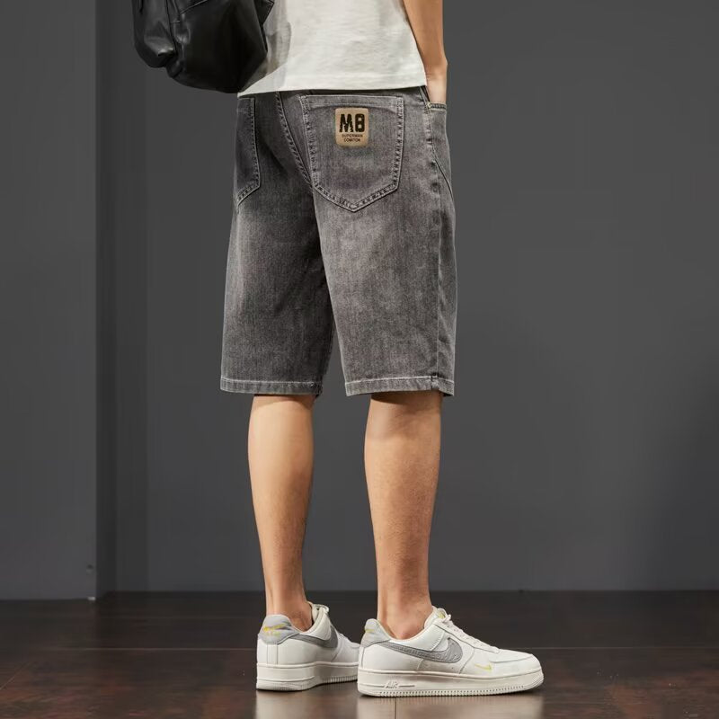 Sommarjeanshorts för män, raka ben, avslappnad passform, kort längd