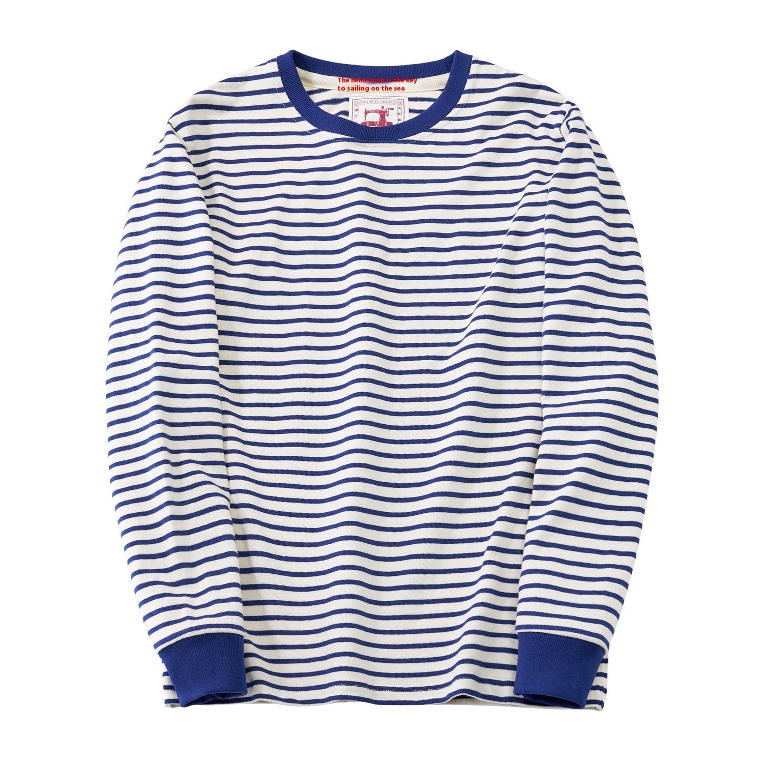 Randig Långärmad T-Shirt Med Rund Hals För Män