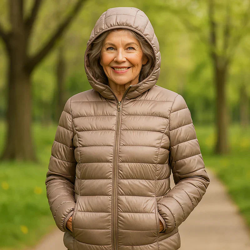 Damjacka i Vintermodell Lättviktsdun med Packbar Design