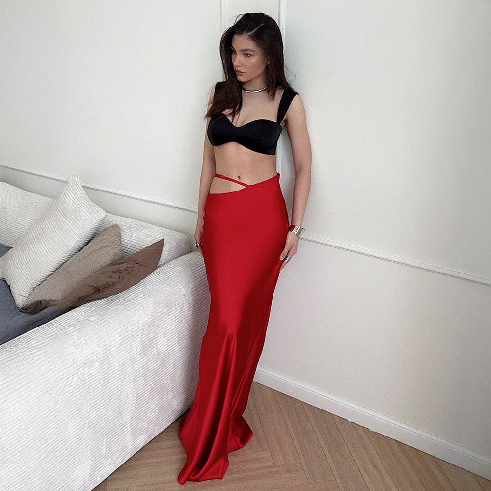 Lång, Bodycon-Kjol Med Höfter Och Urholkad Design För Kvinnor