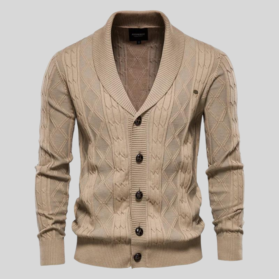 Herr Cardigan V-Neck med Knäppning